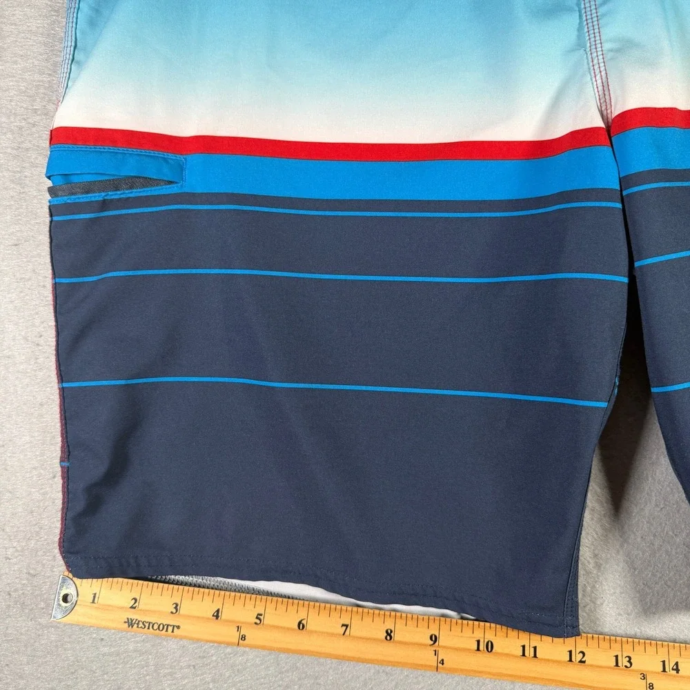 ONeill Hyperfreak Mens Red Blue Striped Board Shorts‎ Size 40 SP3106009